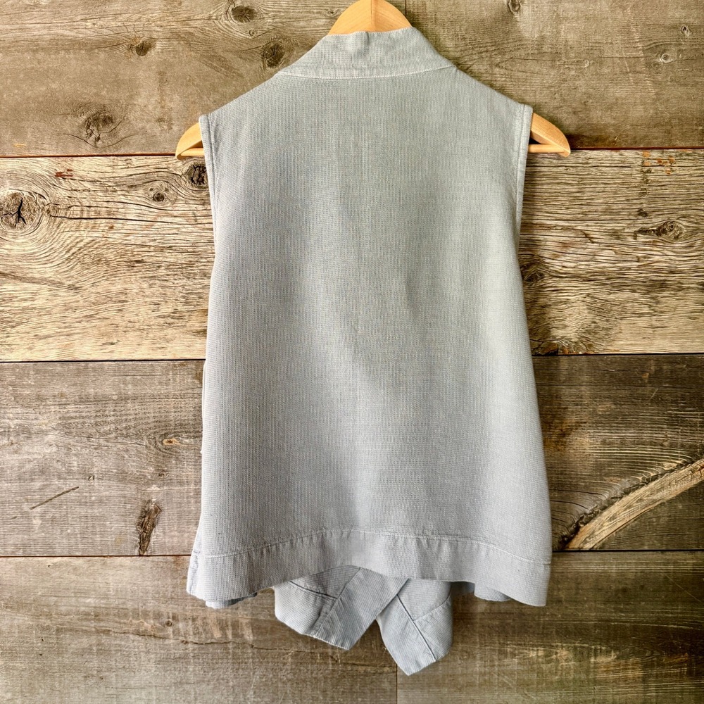 Bryn Walker Koryo Vest M Blue Gray Textured Side Tie Lagenlook Layering USA - Picture 6 of 11